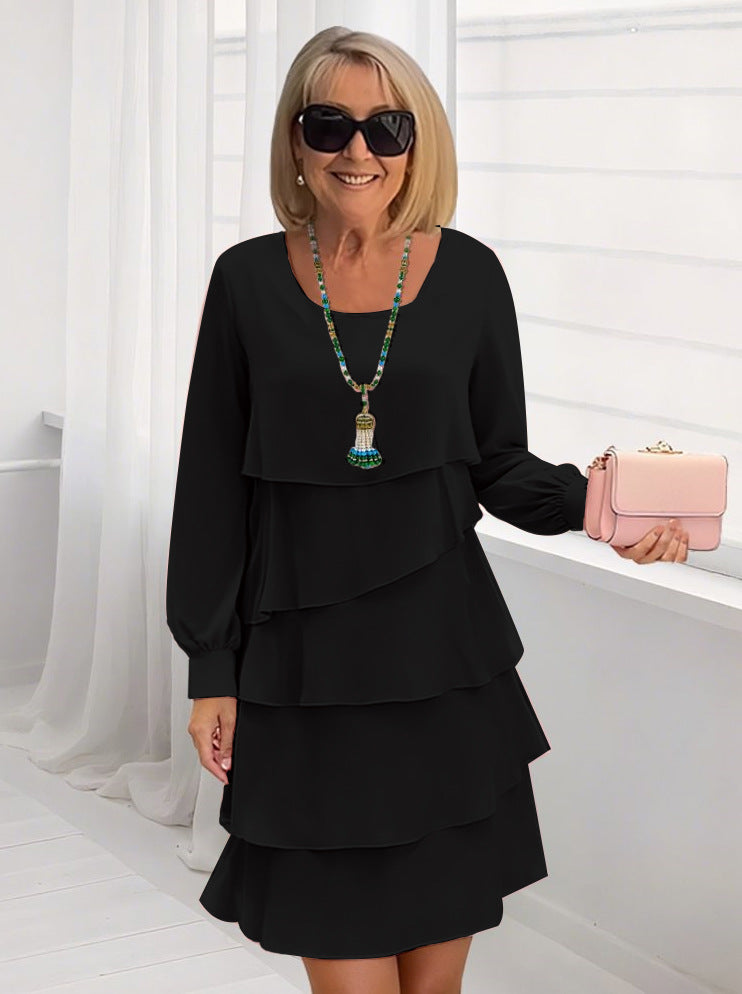 Women's chic ruffled summer dress with long sleeves NOVAE