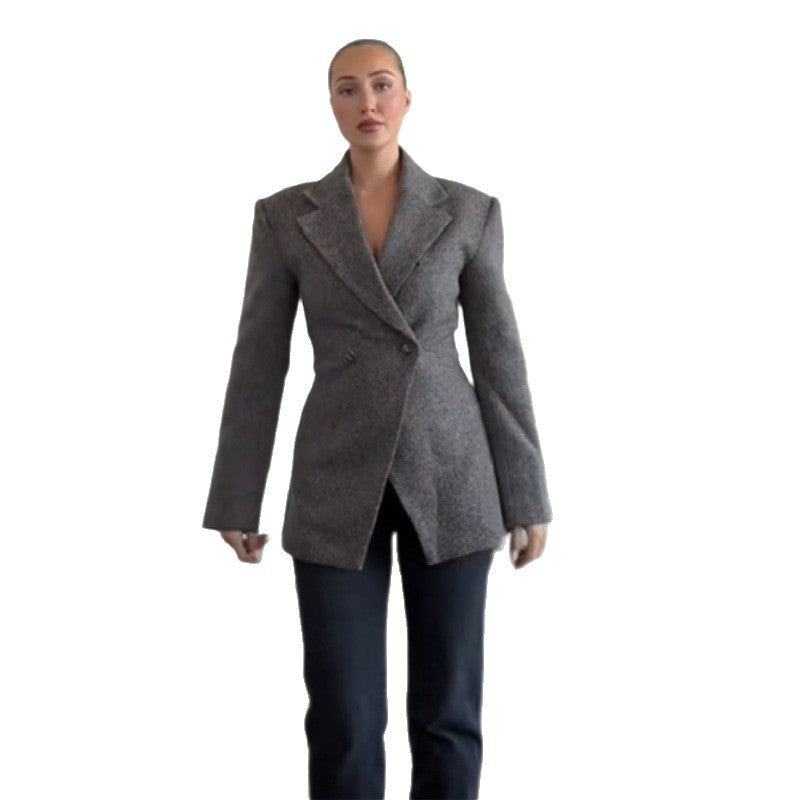 Women's Elegant Oversized Blazer with Textured Fabric NOVAE