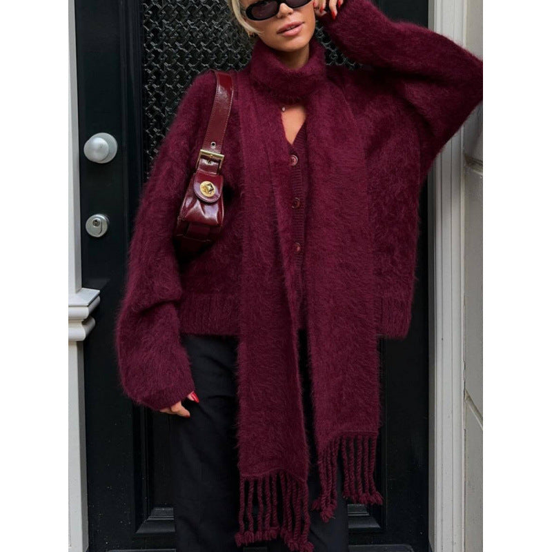 Women's cozy knit sweater with innovative cut NOVAE