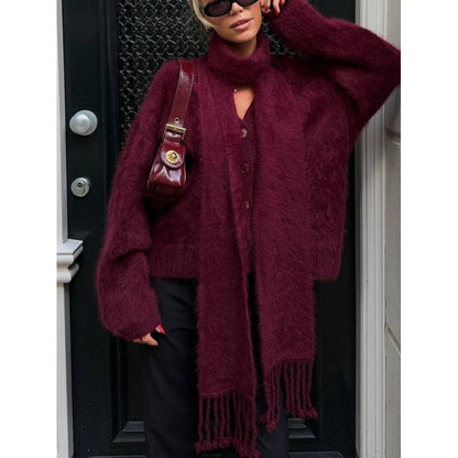 Women's cozy knit sweater with innovative cut NOVAE