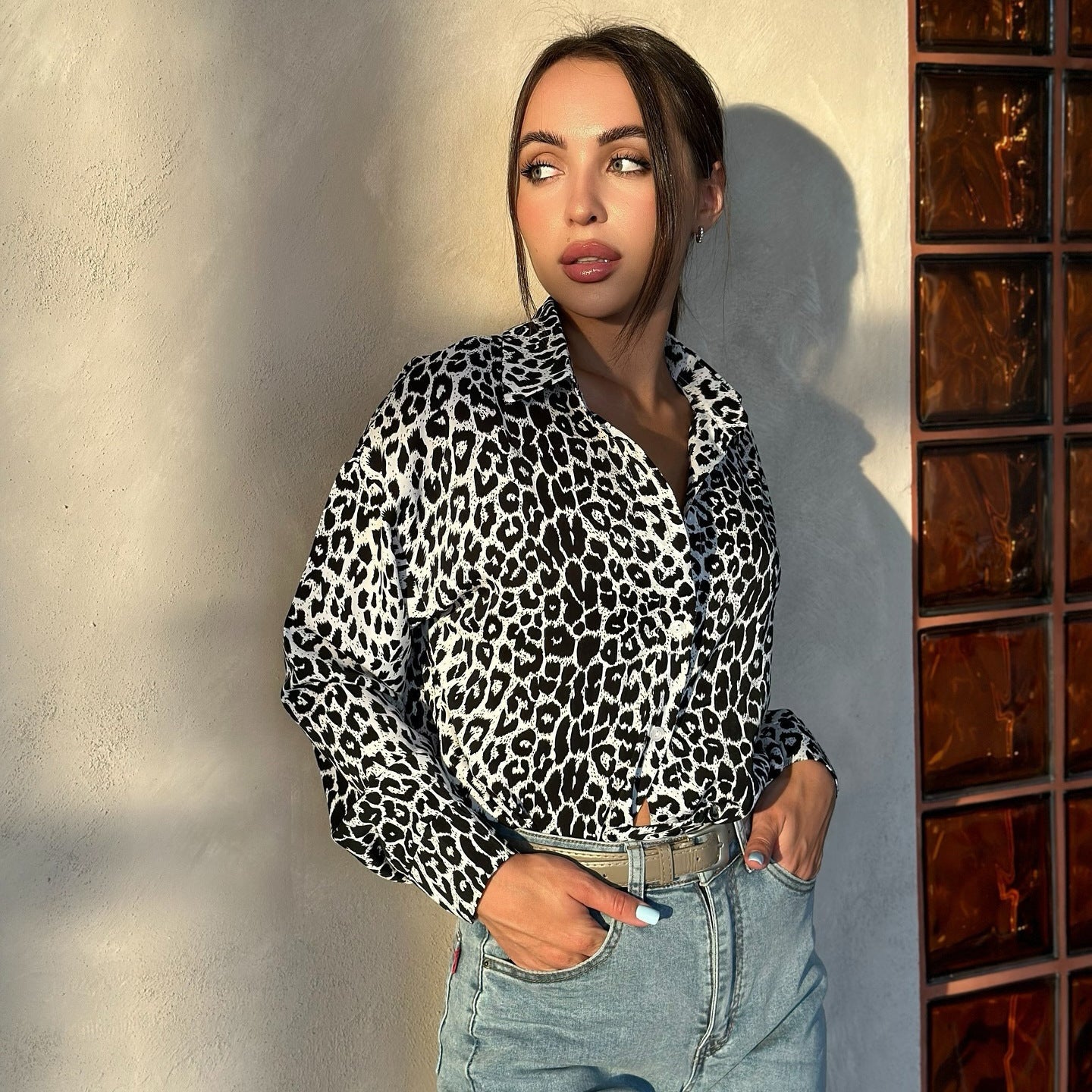 Women's elegant leopard print blouse NOVAE