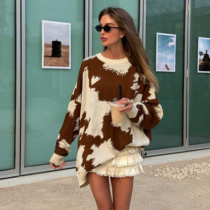 Women's oversized sweater with creative color pattern NOVAE