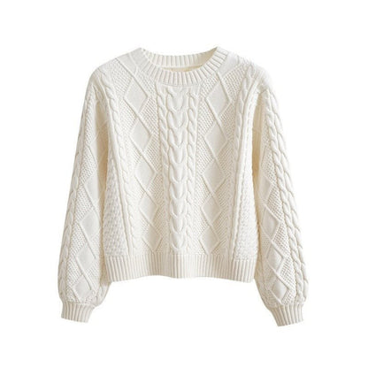 Women's chunky knit sweater with creative cable pattern and wide sleeves NOVAE