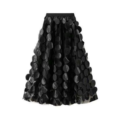 Women's Elegant Tulle Skirt with 3D Floral Appliqués NOVAE