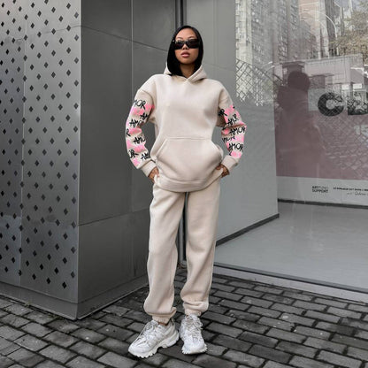 Women's hoodie with creative lettering and unique sleeve graphics NOVAE