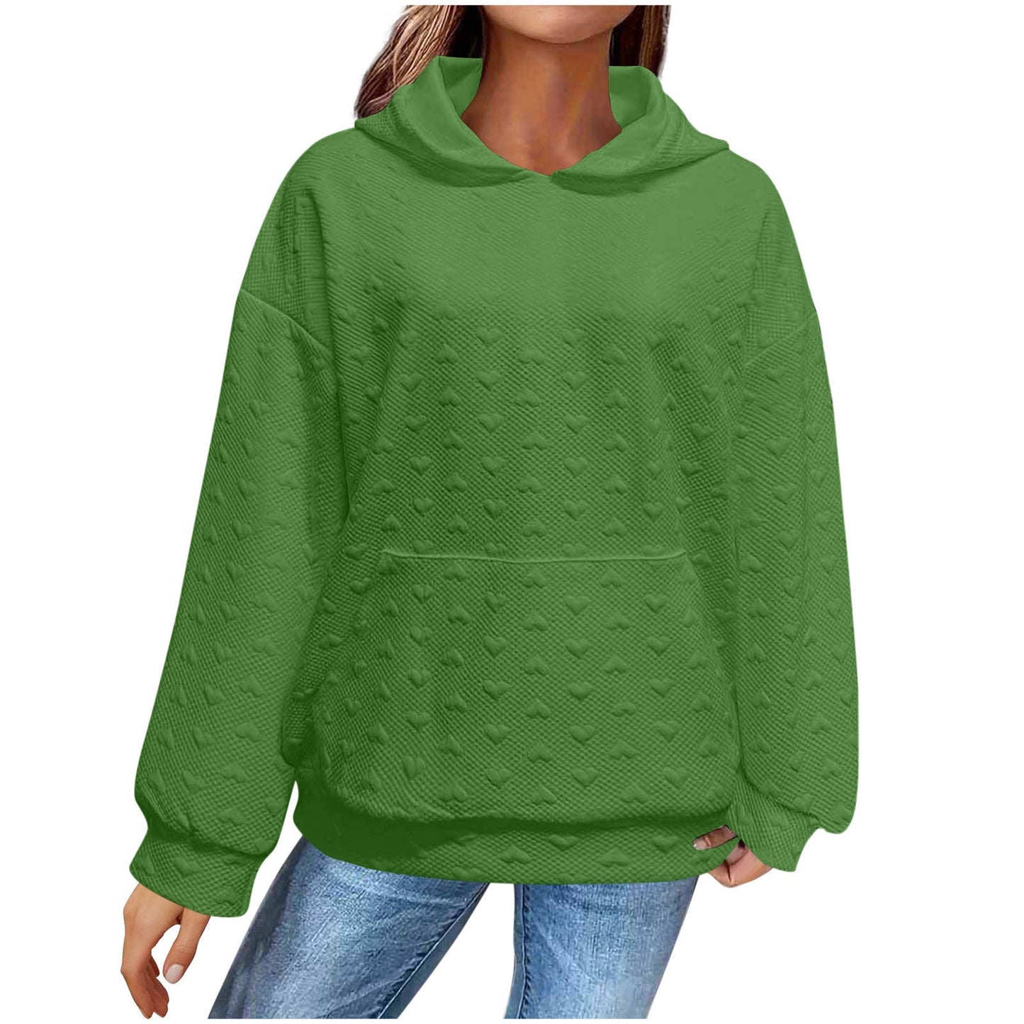 Women's hooded sweatshirt with textured heart pattern NOVAE