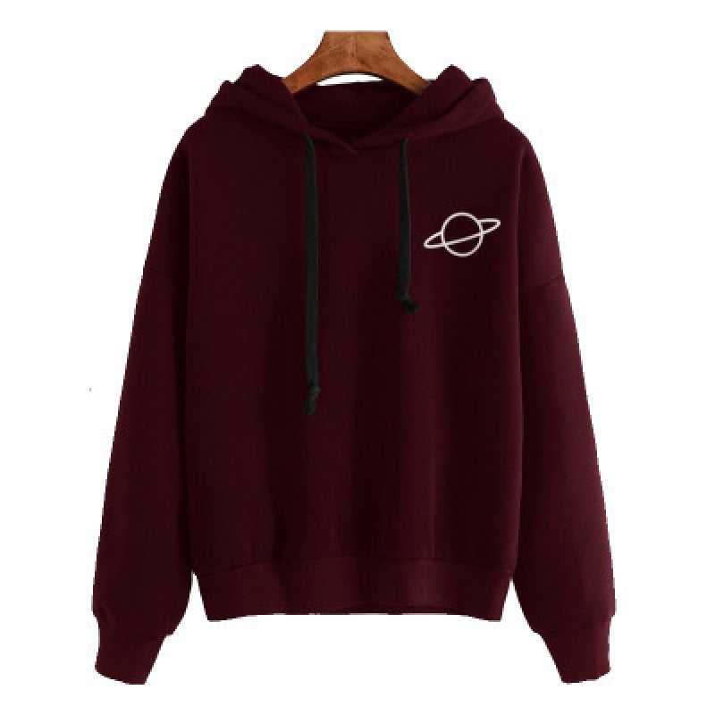 Women's Comfortable Hoodie with Planetary Motif NOVAE