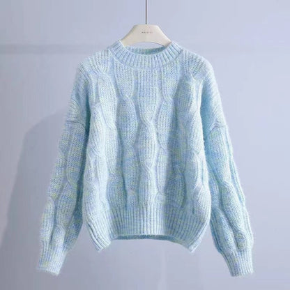 Women's chunky knit sweater with innovative wave pattern NOVAE
