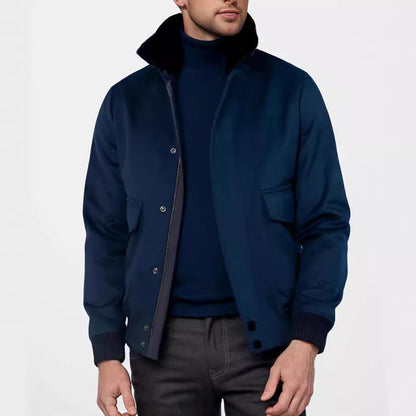 Men's stylish transitional jacket with soft collar and practical side pockets NOVAE