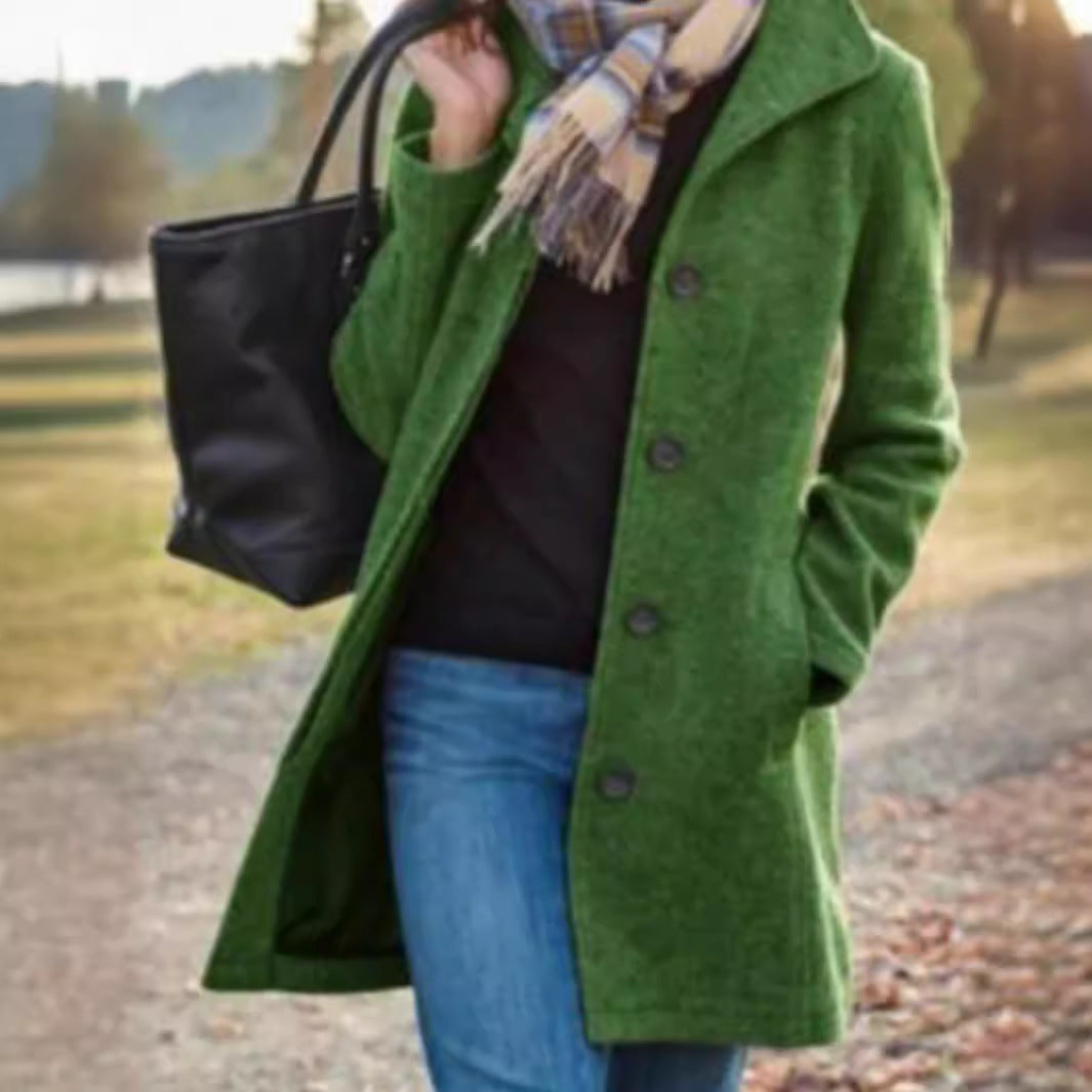 Women's elegant wool coat with classic lapel NOVAE