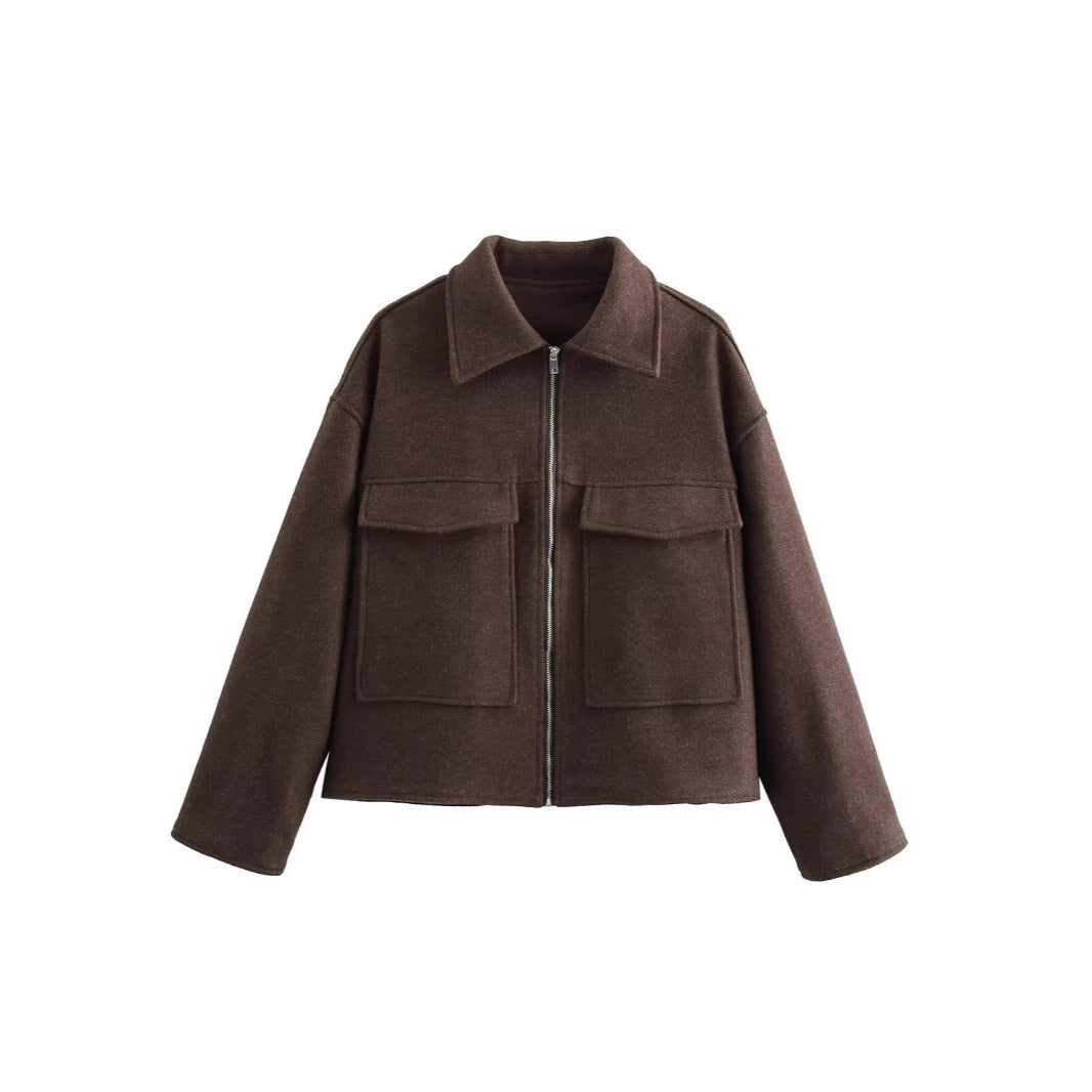 Women's casual jacket with patch pockets and zipper NOVAE