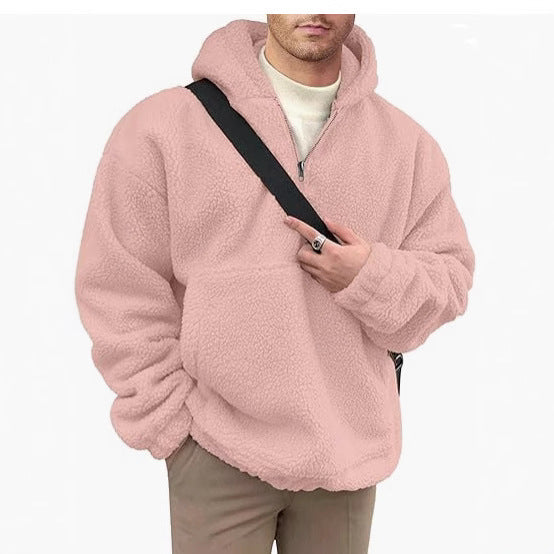 Men's cozy fleece pullover with half zipper NOVAE