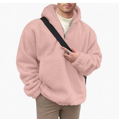 Men's cozy fleece pullover with half zipper NOVAE