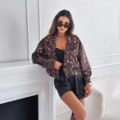 Women's fashionable blazer jacket in trendy leopard print NOVAE