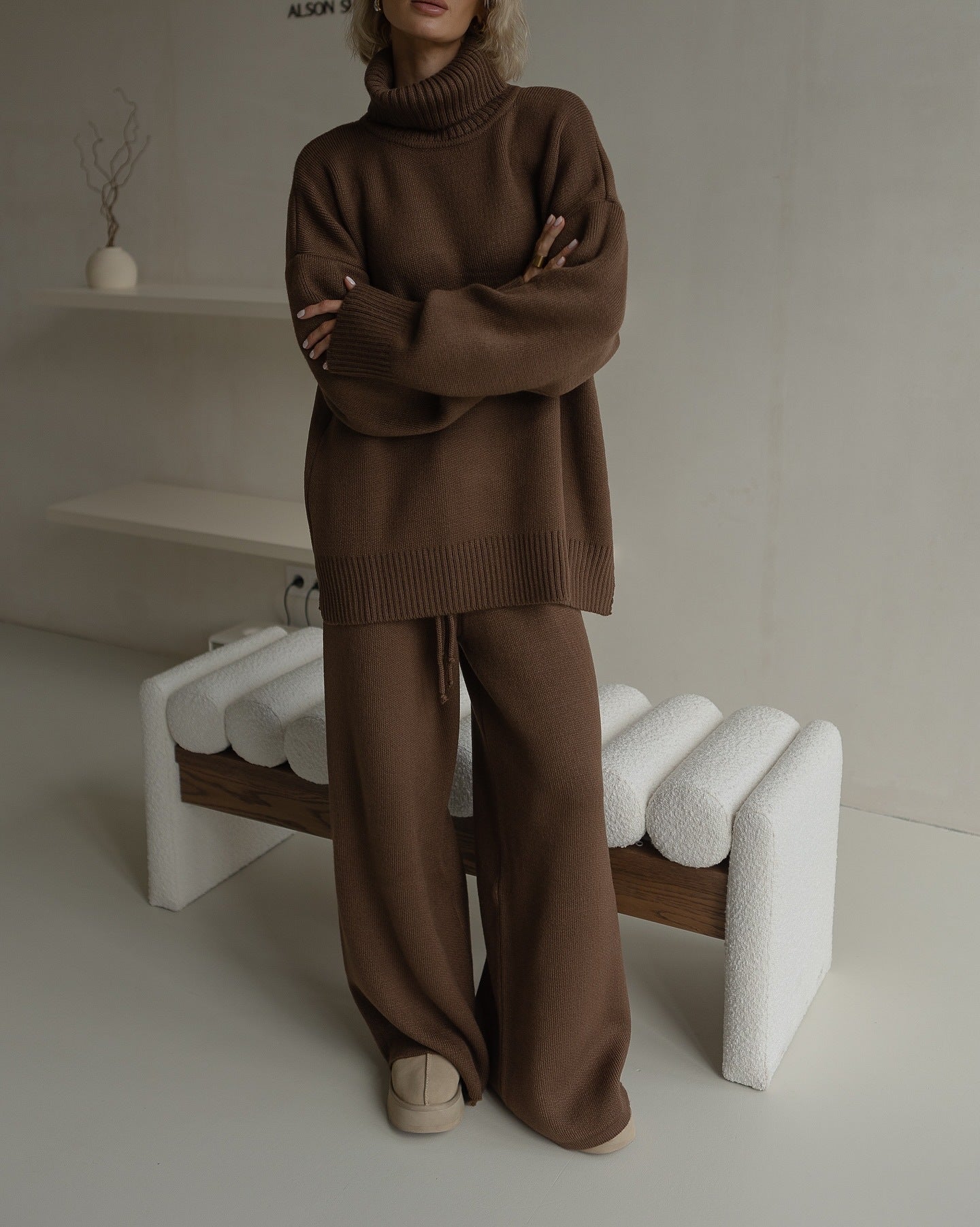 Women's cozy oversized sweater with high collar NOVAE