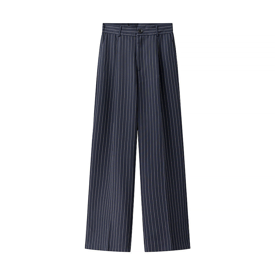 Women's wide-leg high-waisted trousers with elegant stripes NOVAE