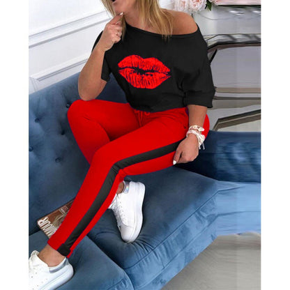 Women's sporty jogging pants with contrasting side panels NOVAE