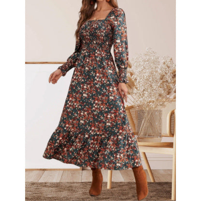 Women's maxi dress with ruffle details and floral design NOVAE