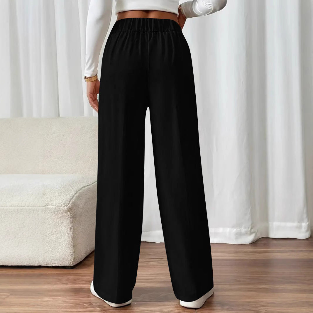 Women's Elegant Wide Leg Trousers with Decorative Button Details NOVAE
