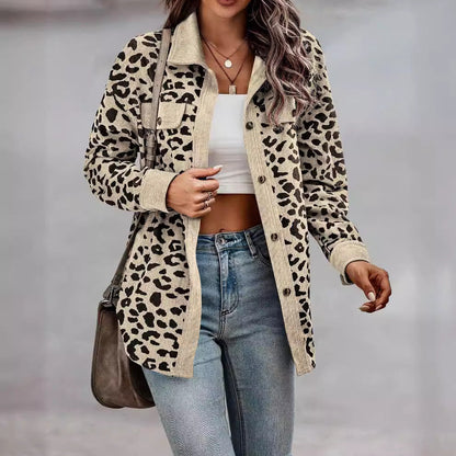 Women's Oversized Leopard Print Shirt Jacket NOVAE