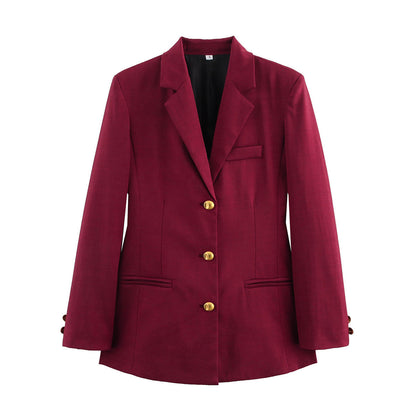 Women's checked blazer with gold buttons and practical pockets NOVAE