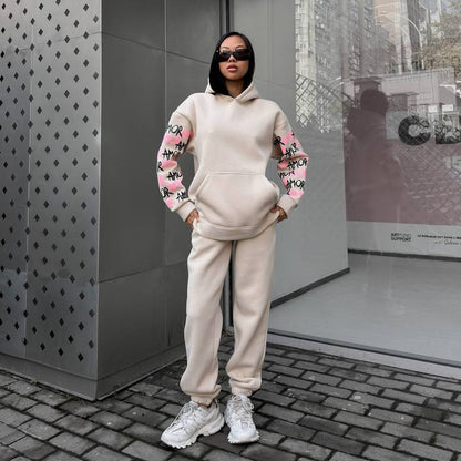 Women's hoodie with creative lettering and unique sleeve graphics NOVAE