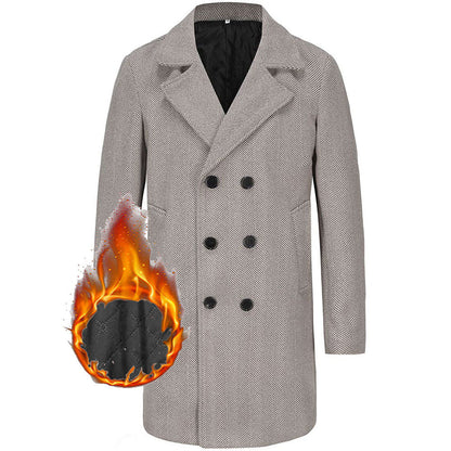 Men's elegant double-breasted herringbone coat NOVAE