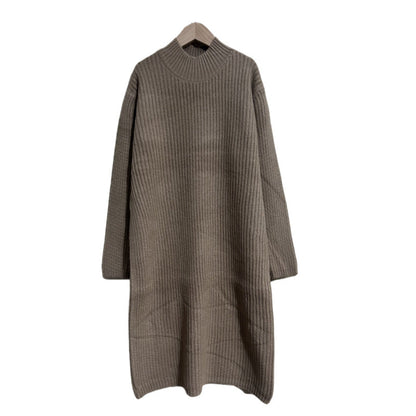 Women's knitted dress in an elegant ribbed design with a high collar NOVAE