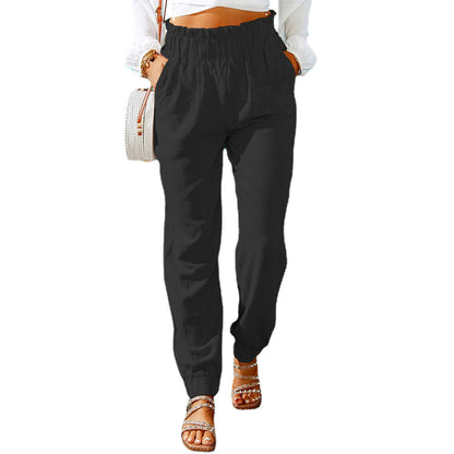 Women's casual trousers with elasticated waistband and side pockets NOVAE