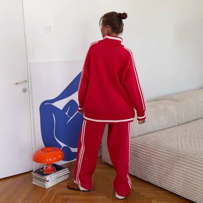 Women's sporty lounge set with high-quality roll neck and striped details NOVAE