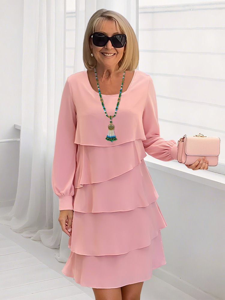 Women's chic ruffled summer dress with long sleeves NOVAE