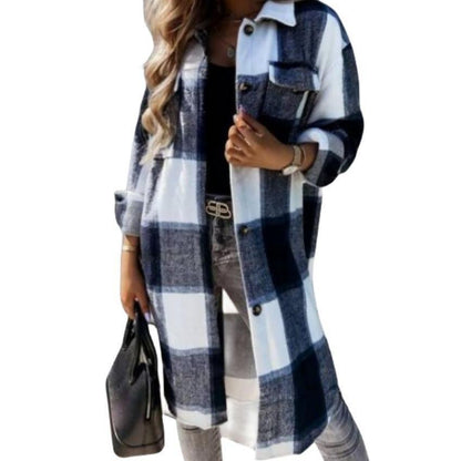 Women's Checkered Overshirt with Button-Down Design and Patch Pockets NOVAE