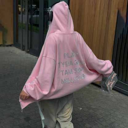 Women's oversized hoodie with glittery NOVAE lettering