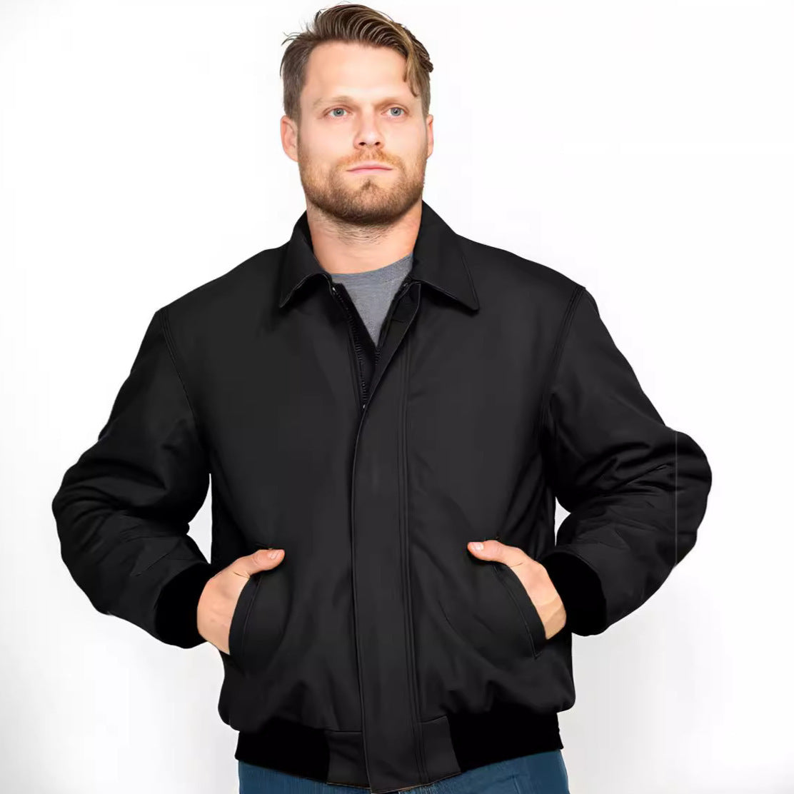 Men's casual transitional jacket with practical stand-up collar NOVAE