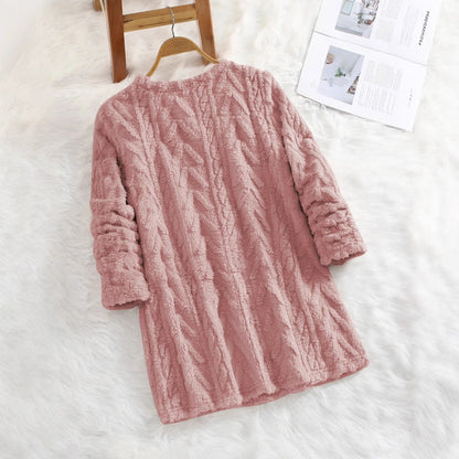 Women's cozy sweatshirt dress with heart-shaped fabric pattern NOVAE