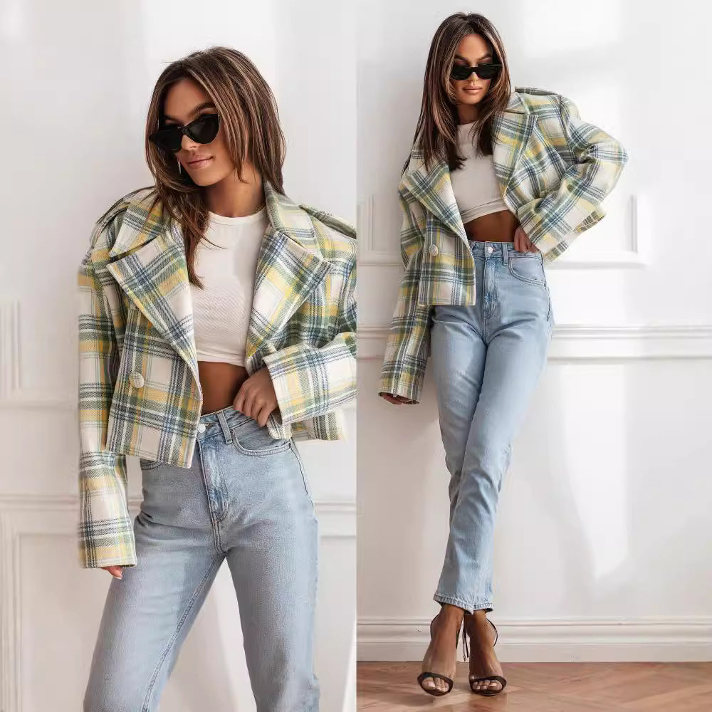 Women's Checkered Blazer Jacket in a Modern Cut NOVAE