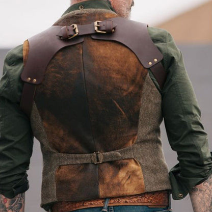 Men's stylish vest with leather accents and practical pockets NOVAE