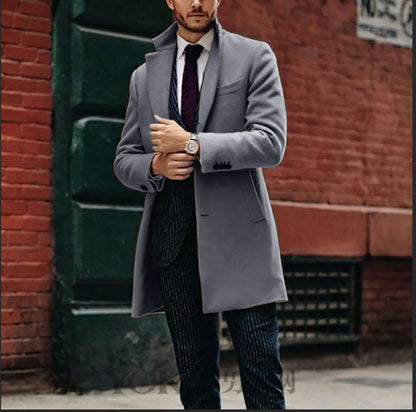 Men's elegant wool coat with stylish lapel and practical side pockets NOVAE
