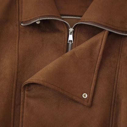 Women's soft suede jacket with a casual cut and practical pockets NOVAE