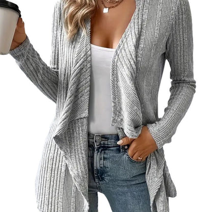 Women's casual cardigan with asymmetrical hem and open design NOVAE