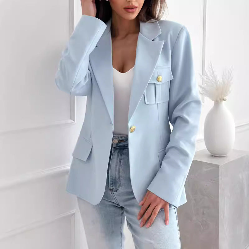 Women's Elegant Blazer with Double Buttons and Practical Pockets NOVAE