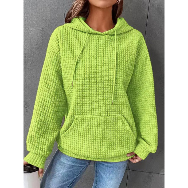 Women's waffle-textured hoodie with a comfortable fit and practical pocket NOVAE