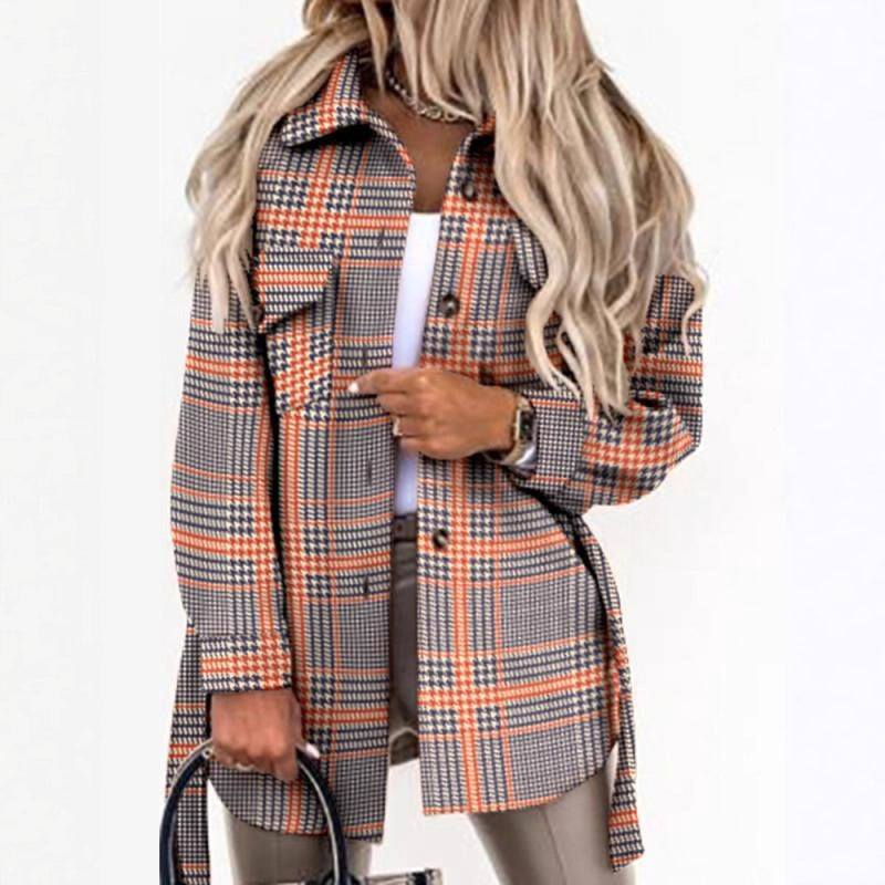 Women's Checkered Long Sleeve Blouse NOVAE