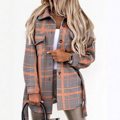 Women's Checkered Long Sleeve Blouse NOVAE