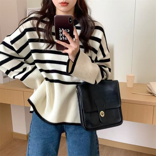 Women's cozy striped knit sweater NOVAE