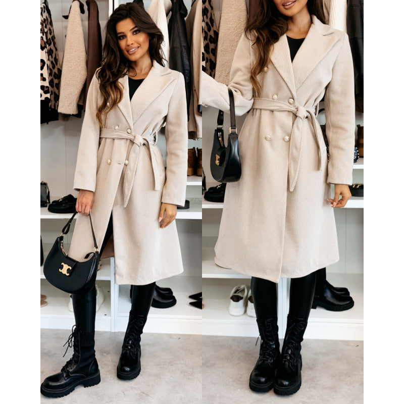 Women's Elegant Trench Coat with Asymmetrical Cut and Belt NOVAE