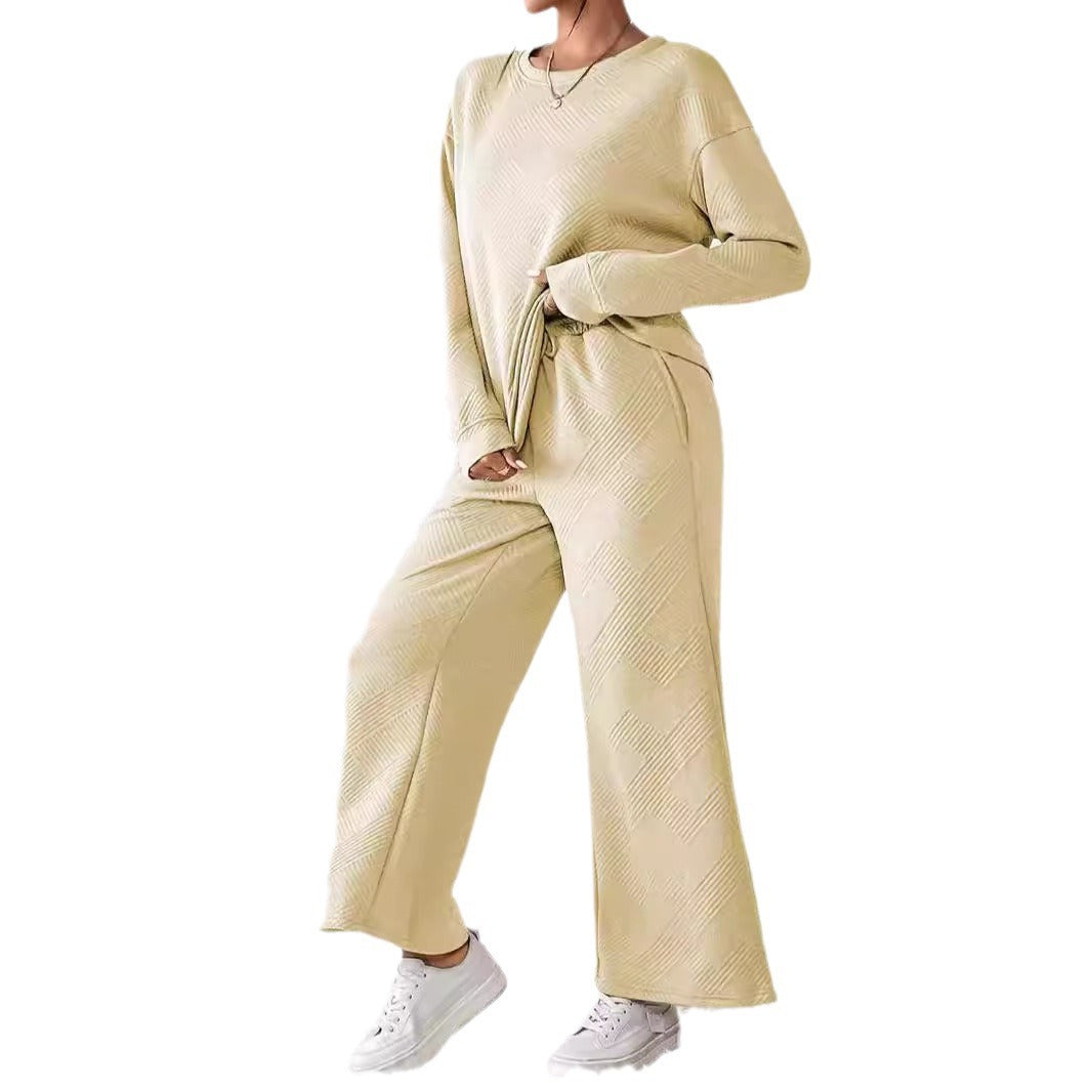 Women's leisure suit with elasticated waistband and geometric pattern NOVAE