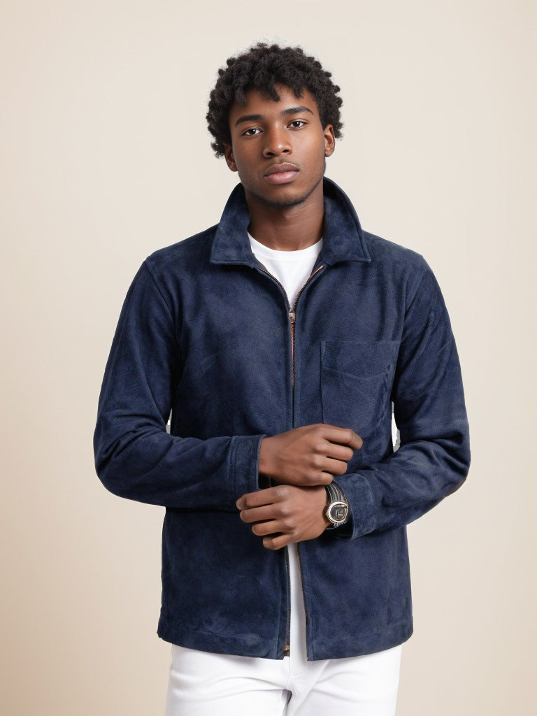 Men's stylish and casual suede jacket with stand-up collar NOVAE