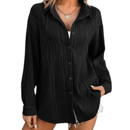 Women's casual long-sleeved blouse with striped pattern NOVAE