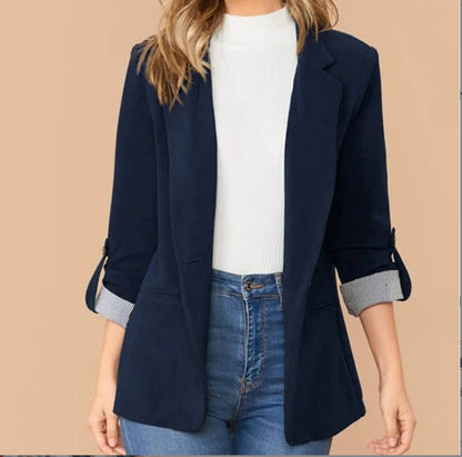Women's fashionable blazer with turn-up sleeves and structured details NOVAE